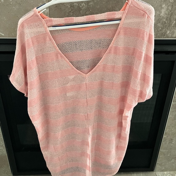 🎉HP🎉 NWT CY fashion boutique brand pink striped top size large - Picture 4 of 5